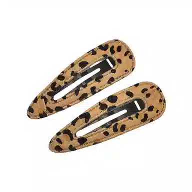 简应舒 水滴豹纹侧边夹小刘海夹碎发夹日常 布料 发夹 女款