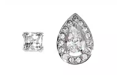 Swarovski Waterdrop Asymmetric Earrings Silver