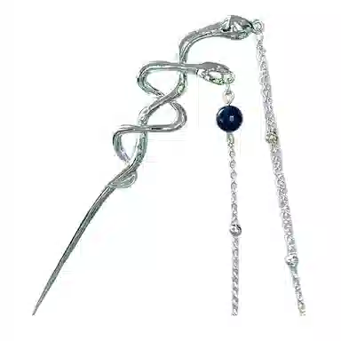 【双蛇共舞】 指尖瑰宝 清冷古风双生蛇新中式流苏步摇液态立体不规则生肖蛇盘发中国风灵蛇 镀银 发簪 女款