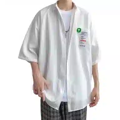 北极绒 舒适宽松纽扣短袖衬衫 男款