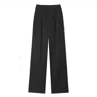 缪斯的诱惑 提花阔腿薄款绣花休闲高腰垂感黑色西装裤 女款