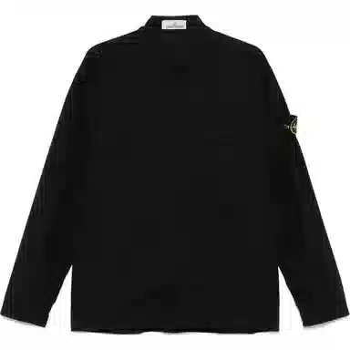 Stone Island Badge Collar Long Sleeve Shirt Black