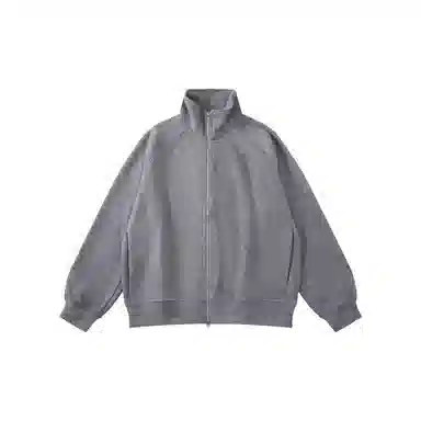 我是大卫 日系慵懒风立领宽松拉链长袖卫衣 男女同款 灰色