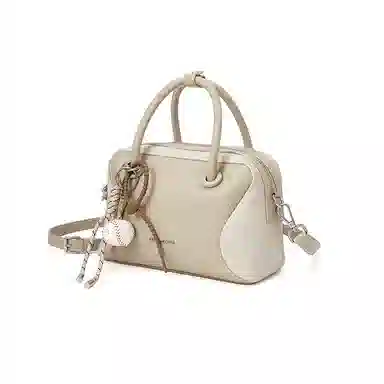 红蜻蜓 趣味拼色挂件百搭质感 牛剖层革 单肩斜挎手提包 女款 多色