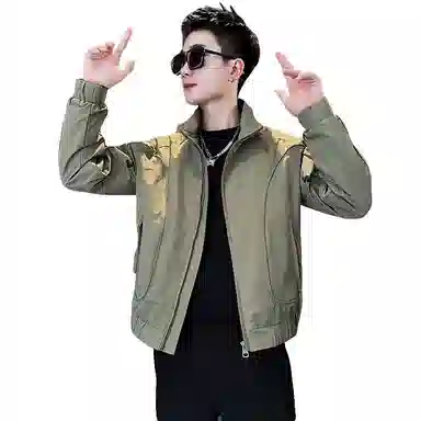 悍戈 韩版高级感痞帅气口袋拉链设计感简约青春时尚潮流个性百搭休闲夹克 男女同款 经典黑色款