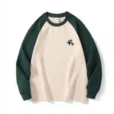 赞仕 美式休闲宽松简约星星印花撞色拼接长袖卫衣 男女同款