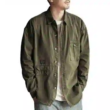 格蓝鹿 宽松纯色休闲长袖衬衫 男款