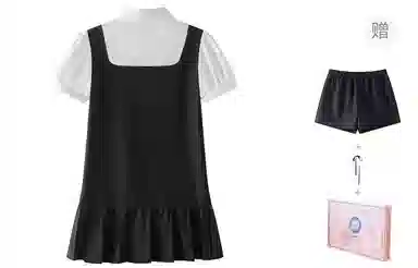 东鲸岁时记 纯色适中修身短袖连衣裙 女款 黑色