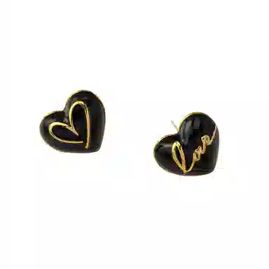 彤彤兔     甜酷风不对称滴油爱心耳环高级气质简约日常通勤百搭耳钉耳饰