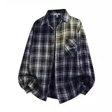 红蜻蜓 美式简约格子条纹休闲宽松百搭潮流长袖衬衫 男女同款