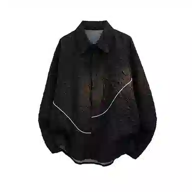 轻迎 肌理感不规则反光线条外套 小众设计感肌理感衬衫 男款