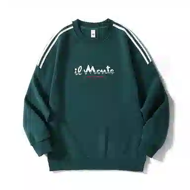 赞仕 美式街头字母印花圆领插肩休闲长袖卫衣 男女同款 墨绿色
