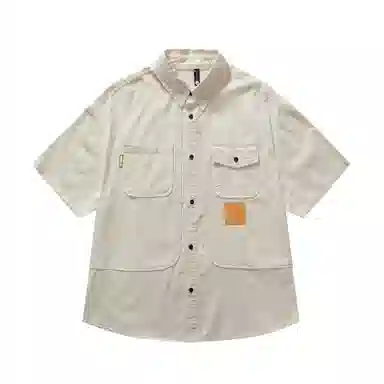 赞仕 轻薄工装美式复古休闲短袖衬衫 男款