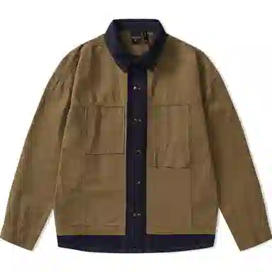 赞仕 不掉色撞色牛仔拼接水洗设计胸前口袋长袖衬衫 男款