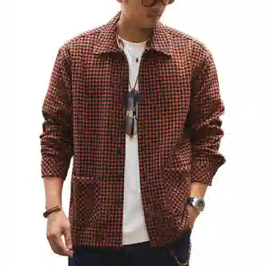 格蓝鹿 时尚百搭宽松提花长袖衬衫 男款