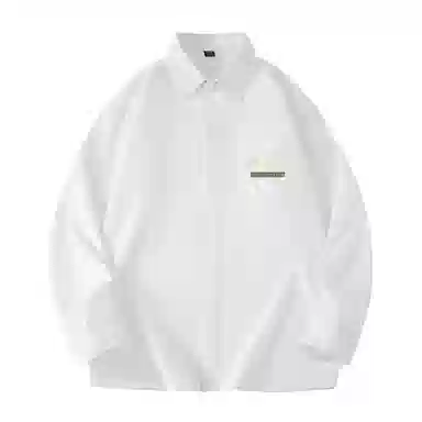 棉致 字母纯色简约通勤基础百搭宽松舒适长袖衬衫 男女同款