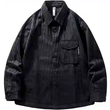 HZWH Split Black Textured Stripe Shirt