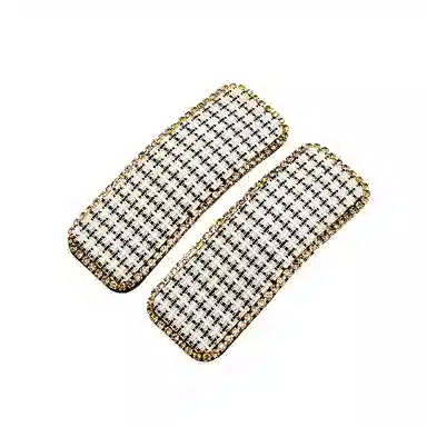 简应舒 方形千鸟格侧边刘海碎发 布艺 发夹 女款