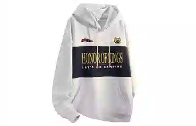 王者荣耀 鲁班七号星空梦想款 美式复古拼接撞色字母设计落肩长袖休闲宽松套头多巴胺重磅连帽卫衣 男女同款