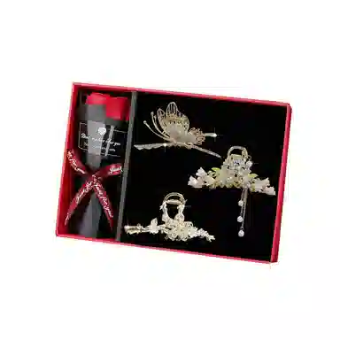 缔晶 森系浪漫蝴蝶流苏花朵鲨鱼夹抓夹套装 春夏清新通勤风日常搭配发饰礼盒 合金 发夹 女款