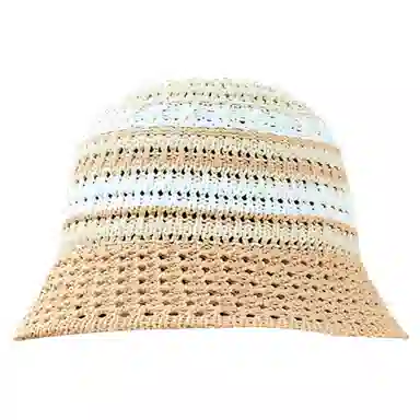 雅鹿 多彩夏日系列 创意撞色条纹针织帽多功能遮阳防晒海边度假拍照上镜 涤纶 渔夫帽 女款