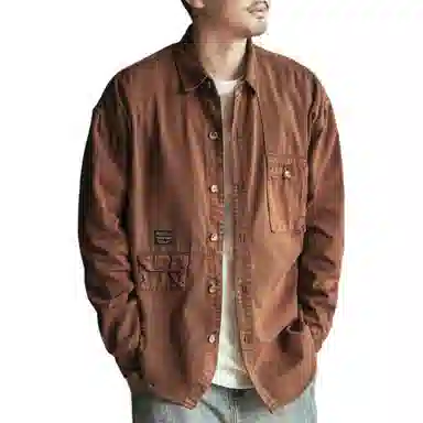 格蓝鹿 宽松纯色休闲长袖衬衫 男款