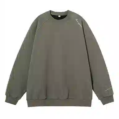 玉儿恋 结构拼接重磅圆领男美式字母刺绣插肩复古宽松卫衣 男款