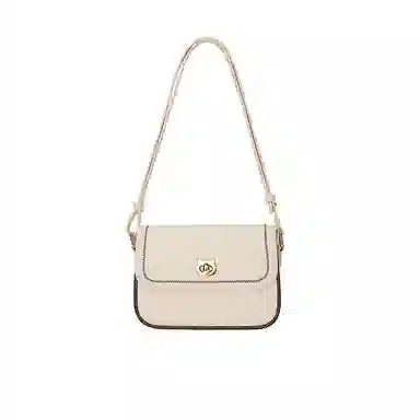 稻草人 百搭时尚小方包 小众通勤实用菱格 人造革 单肩斜挎包 女款 黑色/米白