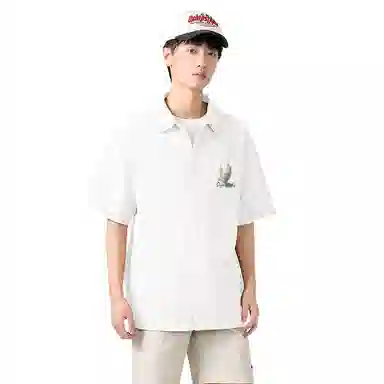 棉致 和平鸽花环休闲宽松基础简约轻薄滑爽垂感百搭通勤舒适柔软细腻短袖衬衫 男女同款