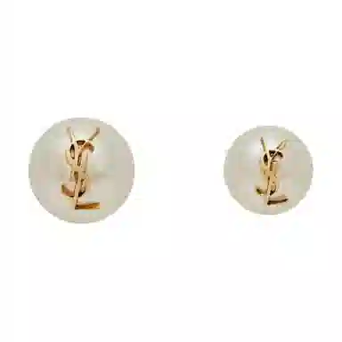 SAINT LAURENT YSL Logo Pearl Earrings