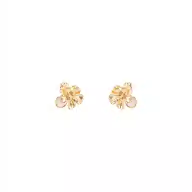 芒果饰品 法式复古金属猫眼石立体花朵高级感小众设计 铜 耳钉 女款