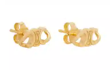 CELINE Triomphe Gourmette Gold Earrings