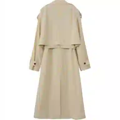 柳絮自制 通勤舒适休闲长款长袖风衣 女款 浅雾卡其色