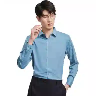 红豆 休闲经典商务条纹长袖衬衫 男女同款