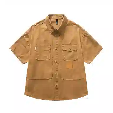 赞仕 轻薄工装美式复古休闲短袖衬衫 男款