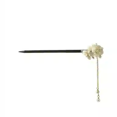 贯古今 古风汉服头饰花朵高级感流苏步摇新中式后脑勺盘发发钗簪子 木制 发簪 女款