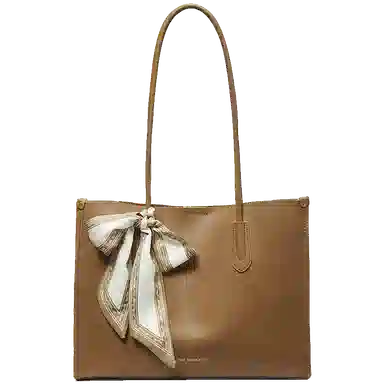 红蜻蜓 托特包腋下真皮大包拉链百搭通勤欧美风手提包纯色 牛皮 单肩包 常规 男女同款情侣款 棕色