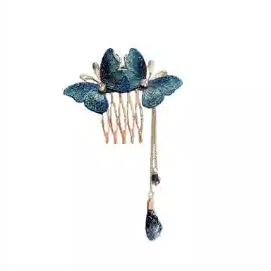 贯古今 蝴蝶双飞古风发梳高级感发饰夏气质时尚发卡创意流苏头 合金 发夹 女款