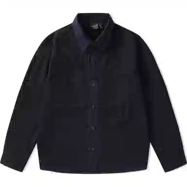 赞仕 不掉色撞色牛仔拼接水洗设计胸前口袋长袖衬衫 男款