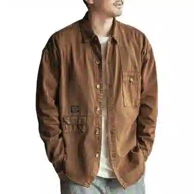 格蓝鹿 宽松纯色休闲长袖衬衫 男款