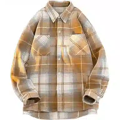 恒源祥 长袖衬衣男宽松四季潮流格子男士休闲外套衬衫 男款