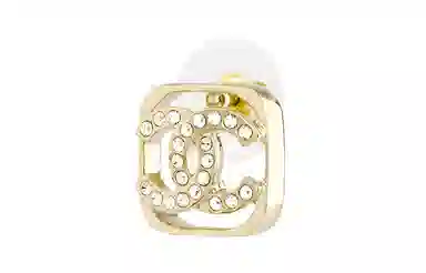 CHANEL Hollow Metal Earrings Gold