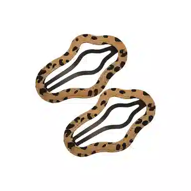 简应舒 云朵豹纹侧边夹刘海夹碎发常 布料 发夹 女款