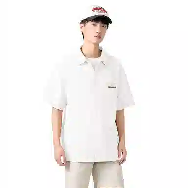 棉致 字母休闲宽松简约轻薄垂感百搭通勤舒适柔软短袖衬衫 男女同款