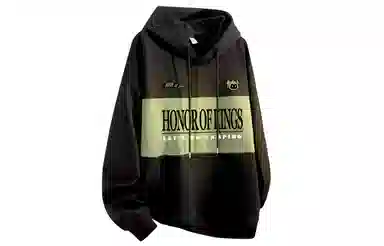 王者荣耀 鲁班七号星空梦想款 美式复古拼接撞色字母设计落肩长袖休闲宽松套头多巴胺重磅连帽卫衣 男女同款