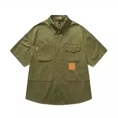 赞仕 轻薄工装美式复古休闲短袖衬衫 男款