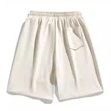 快鱼 美式复古纯色拼接条纹字母潮牌时尚百搭轻薄透气抽绳系带宽松直筒五分休闲短裤 男女同款