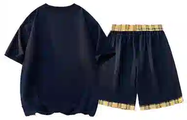 王者荣耀 鲁班七号星空梦想款美式复古下摆拼接基础款设计宽松短袖短裤两件套氛围感百搭简约休闲运动套装 男女同款