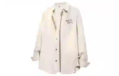 王者荣耀 美式复古字母舒适透气翻领长袖衬衫 男女同款