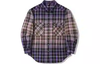 中国李宁 滑板系列 渐变格子单排扣长袖衬衫 男款